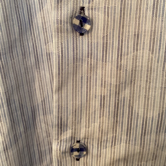 7 Downie St Couture Men’s Blue Striped Button Up Shirt Size M/L UK 4 - Picture 4 of 13